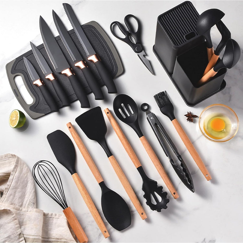 SetGourmet ™ | Utensilios de  cocina x 19 + tabla