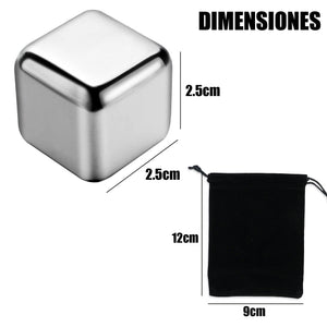 FrostCubes ™ | Set x6 Cubos de Hielo Reutilizables en Acero Inoxidable