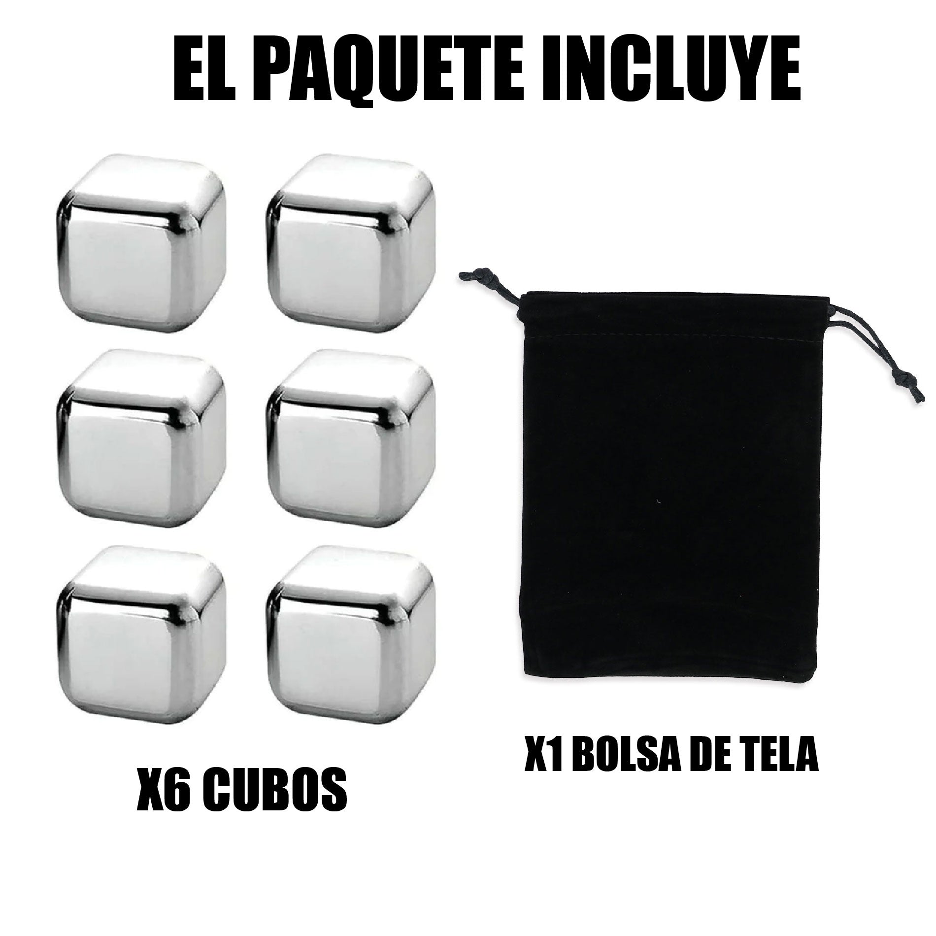 FrostCubes ™ | Set x6 Cubos de Hielo Reutilizables en Acero Inoxidable